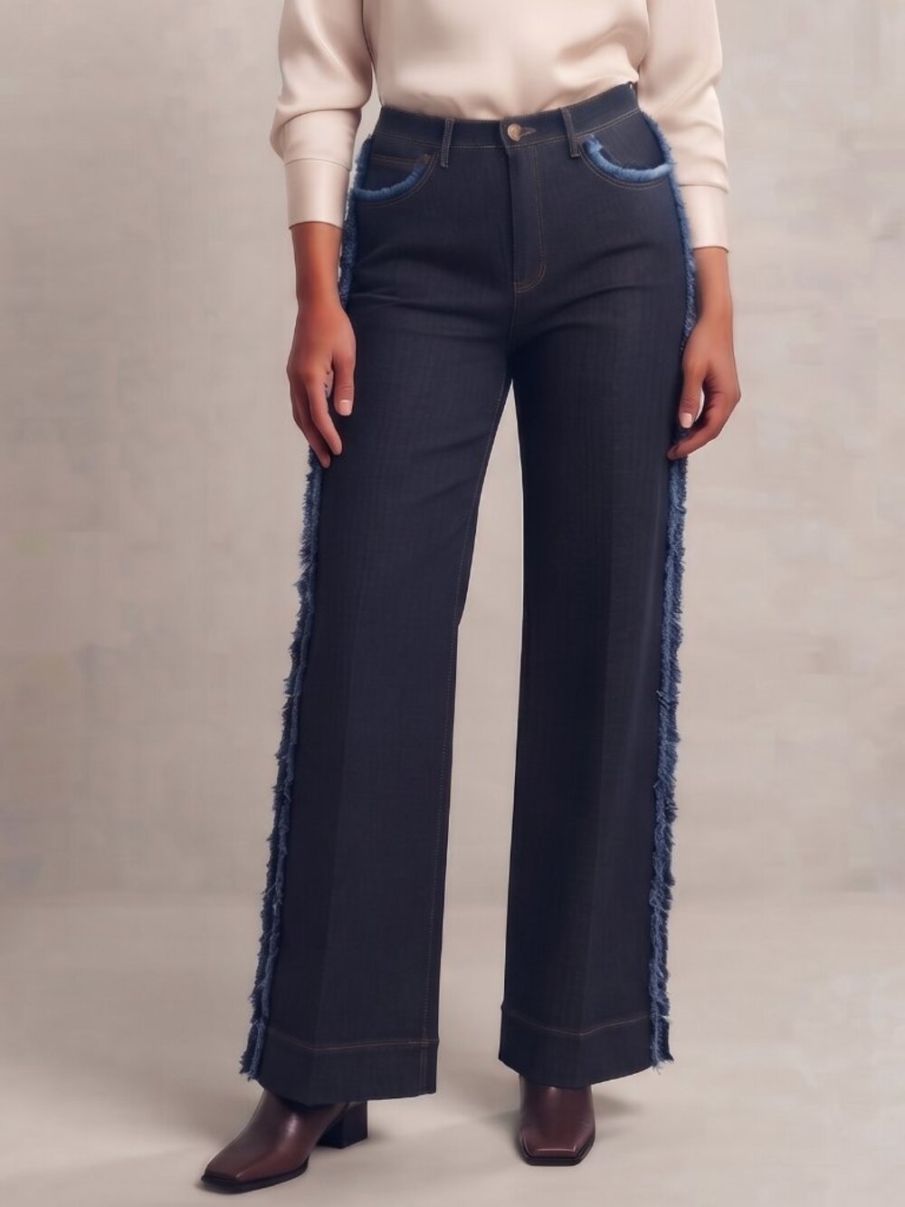 Chicos So Slimming High Rise Wide Leg Jeans Frayed Side Seam Size 2.5 (14) NWT
